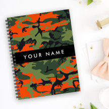 Orange Camouflage Pattern, Your name, Personalize