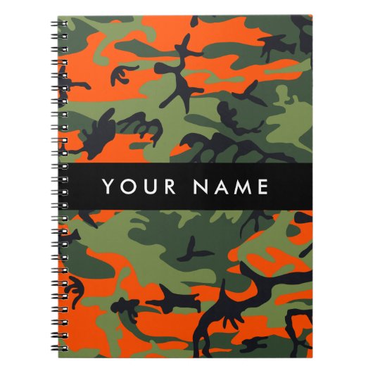Orange Camouflage Pattern, Your name, Personalize ノートブック (正面)