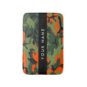 Orange Camouflage Pattern, Your name, Personalize バスマット (正面縦)