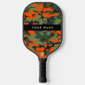 Orange Camouflage Pattern, Your name, Personalize ピックルボールラケット (正面)