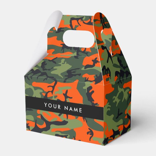 Orange Camouflage Pattern, Your name, Personalize フェイバーボックス (正面サイド)