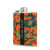 Orange Camouflage Pattern, Your name, Personalize フラスク (左)