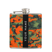 Orange Camouflage Pattern, Your name, Personalize フラスク (正面)