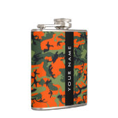 Orange Camouflage Pattern, Your name, Personalize フラスク (右)