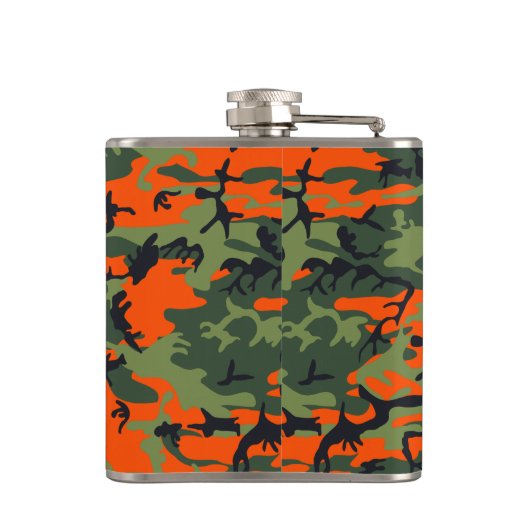 Orange Camouflage Pattern, Your name, Personalize フラスク (裏面)