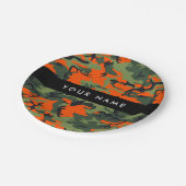 Orange Camouflage Pattern, Your name, Personalize ペーパープレート (アングル)