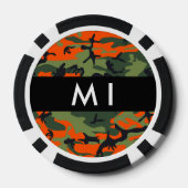 Orange Camouflage Pattern, Your name, Personalize ポーカーチップ (裏面)