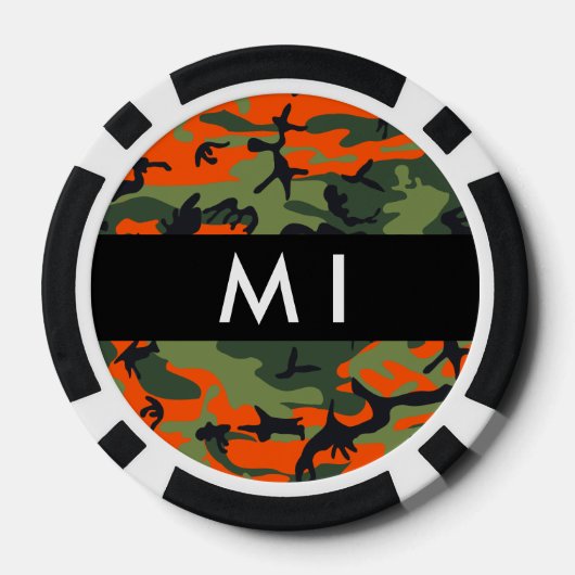 Orange Camouflage Pattern, Your name, Personalize ポーカーチップ (裏面)
