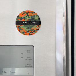 Orange Camouflage Pattern, Your name, Personalize マグネット