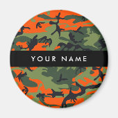 Orange Camouflage Pattern, Your name, Personalize マグネット (正面)