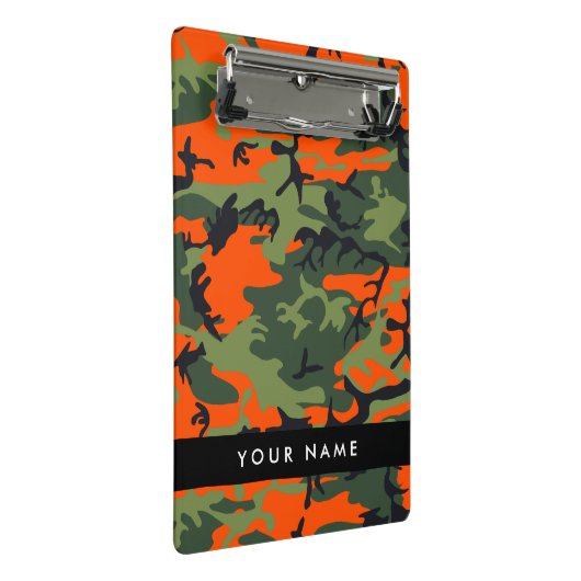 Orange Camouflage Pattern, Your name, Personalize ミニクリップボード (アングル)