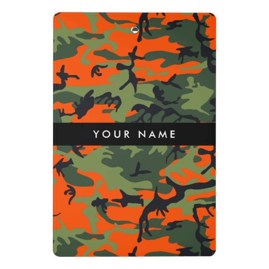 Orange Camouflage Pattern, Your name, Personalize ミニクリップボード (裏面)
