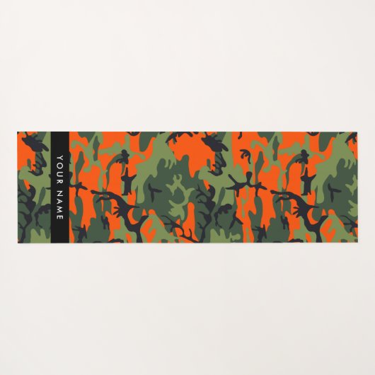 Orange Camouflage Pattern, Your name, Personalize ヨガマット (裏面(横))