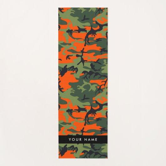 Orange Camouflage Pattern, Your name, Personalize ヨガマット (正面)