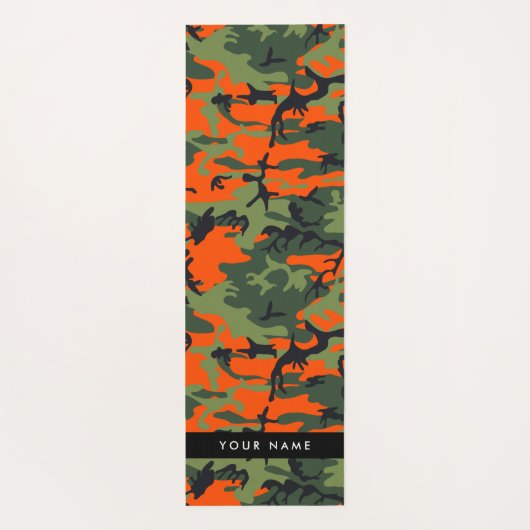 Orange Camouflage Pattern, Your name, Personalize ヨガマット (裏面)