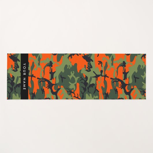 Orange Camouflage Pattern, Your name, Personalize ヨガマット (正面(横))