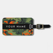 Orange Camouflage Pattern, Your name, Personalize ラゲッジタグ (正面横)