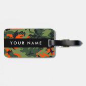 Orange Camouflage Pattern, Your name, Personalize ラゲッジタグ (裏面横)
