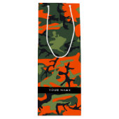 Orange Camouflage Pattern, Your name, Personalize ワインギフトバッグ (正面)