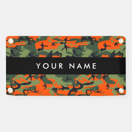 Orange Camouflage Pattern, Your name, Personalize 横断幕 (横)