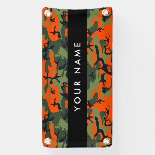 Orange Camouflage Pattern, Your name, Personalize 横断幕 (縦)