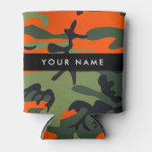 Orange Camouflage Pattern, Your name, Personalize 缶クーラー (正面)