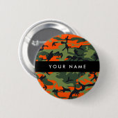 Orange Camouflage Pattern, Your name, Personalize 缶バッジ (正面&裏面)
