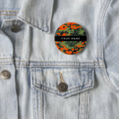 Orange Camouflage Pattern, Your name, Personalize 缶バッジ (インサイチュ)