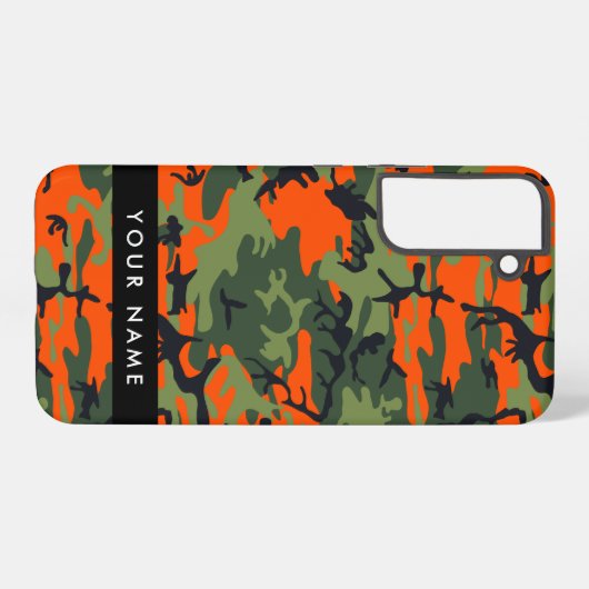 Orange Camouflage Pattern, Your name, Personalize Samsung Galaxyケース (裏面横)