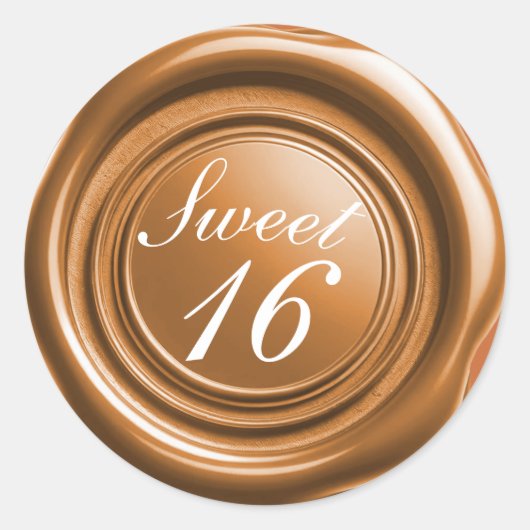 Orange Candle Wax Seal Drip Sweet 16 Wedding ラウンドシール (正面)