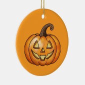 Orange Cartoon Pumpkin With Custom Text Halloween セラミックオーナメント (右)