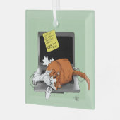 Orange Catノートパソおもしろいコン ガラスオーナメント (正面左)