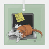 Orange Catノートパソおもしろいコン ガラスオーナメント (正面)