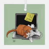 Orange Catノートパソおもしろいコン ガラスオーナメント (裏面)