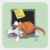 Orange Catノートパソおもしろいコン スクエアシール (正面)