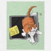 Orange Catノートパソおもしろいコン フリースブランケット (正面)