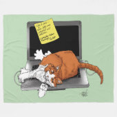 Orange Catノートパソおもしろいコン フリースブランケット (正面(横))