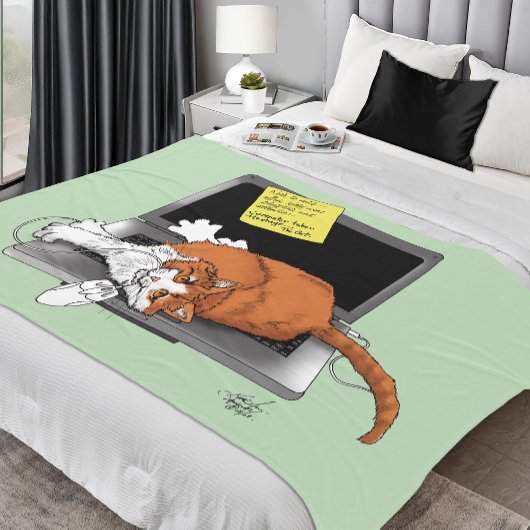Orange Catノートパソおもしろいコン フリースブランケット