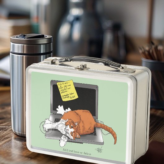 Orange Catノートパソおもしろいコン メタルランチボックス