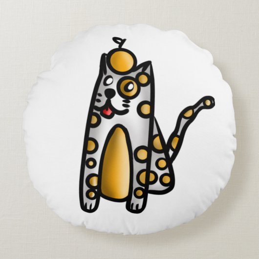 Orange Cat ラウンドクッション (正面)