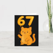 Orange Cat 67 Meme Six Seven Balloon Funny Gen Alp カード (正面)