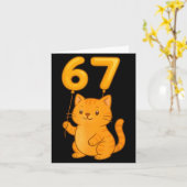 Orange Cat 67 Meme Six Seven Balloon Funny Gen Alp カード (黄色い花)