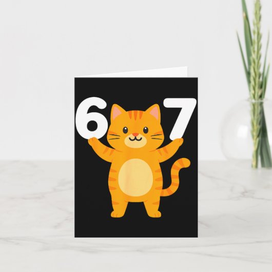 Orange Cat 67 Meme Six Seven Funny Cat Lover  カード (正面)