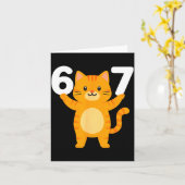 Orange Cat 67 Meme Six Seven Funny Cat Lover  カード (黄色い花)