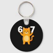 Orange Cat 67 Meme Six Seven Funny Cat Lover  キーホルダー (正面)