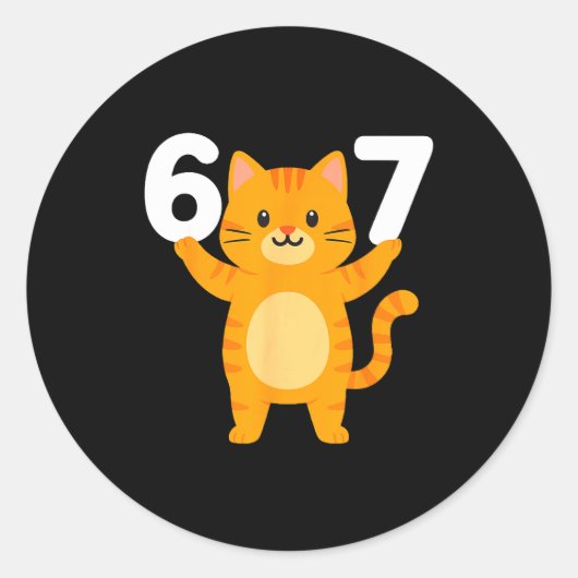 Orange Cat 67 Meme Six Seven Funny Cat Lover  ラウンドシール (正面)