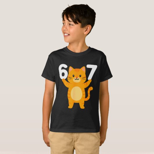 Orange Cat 67 Meme Six Seven Funny Cat Lover  Tシャツ (正面フル)