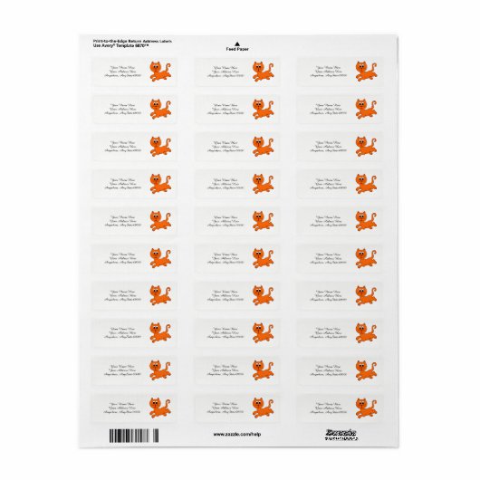 Orange Cat Address Labels ラベル (フルシート)