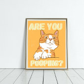 Orange CAT Are you pooping bathroom Poster ポスター