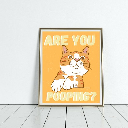 Orange CAT Are you pooping bathroom Poster ポスター